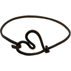 Handmade Black Metal Heart Bangle Bracelet Wire Wrapped Minimalist Love